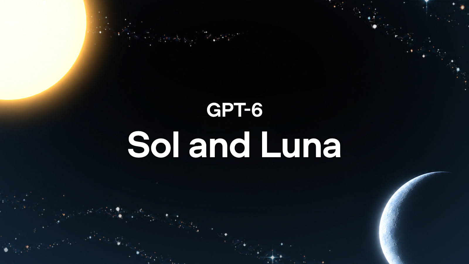 GPT-6 Sol and Luna — солнце и полумесяц на фоне звёздного неба